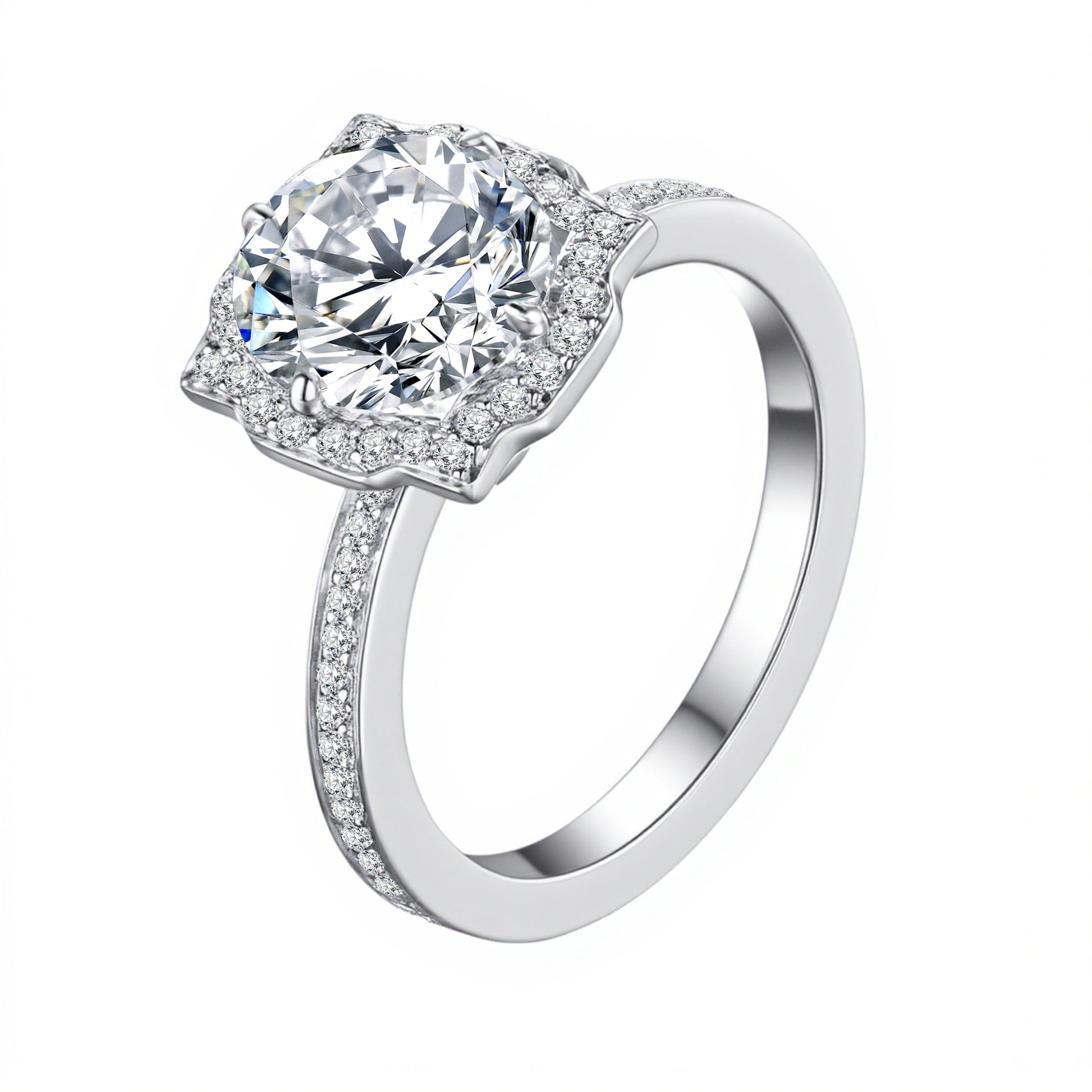 2.09ct Lab-Grown Diamond Ring IGI Certified - 14K White Gold - 5.0ct