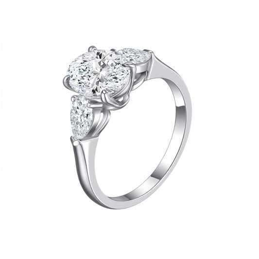 2.01ct Oval Lab-Grown Diamond Ring IGI Certified - 14K White Gold - 5.0ct