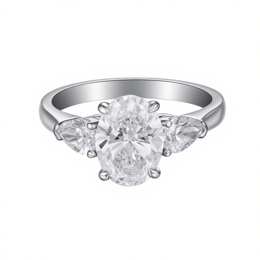 2.01 CT & 0.744 CT, D VVS2 Oval Multi-Stone Diamond Engagement Ring, PT950