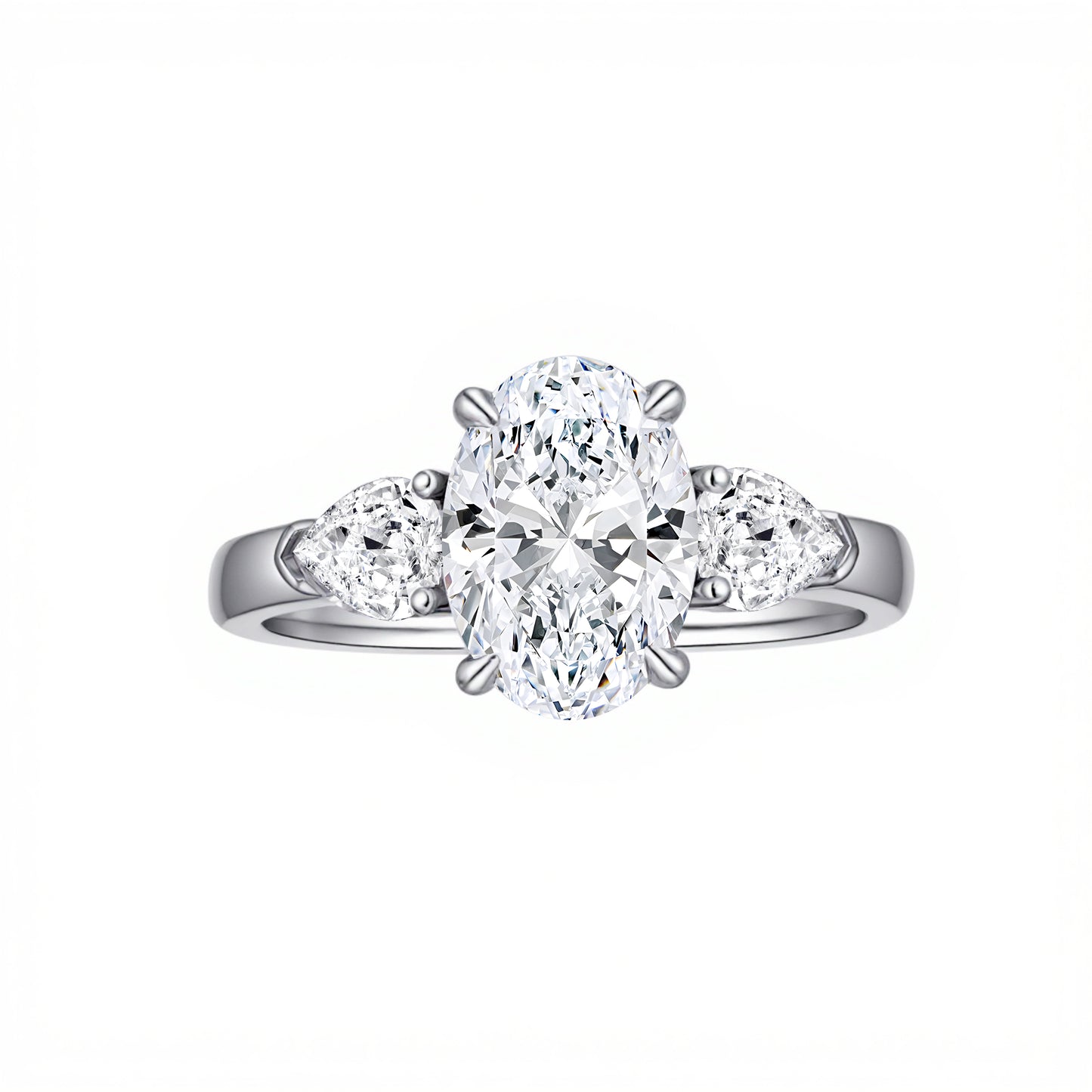 2.01 CT & 0.744 CT, D VVS2 Oval Multi-Stone Diamond Engagement Ring, PT950
