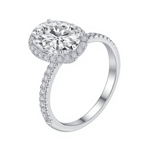 2.03ct Oval Lab-Grown Diamond Ring IGI Certified - 14K White Gold - 5.0ct