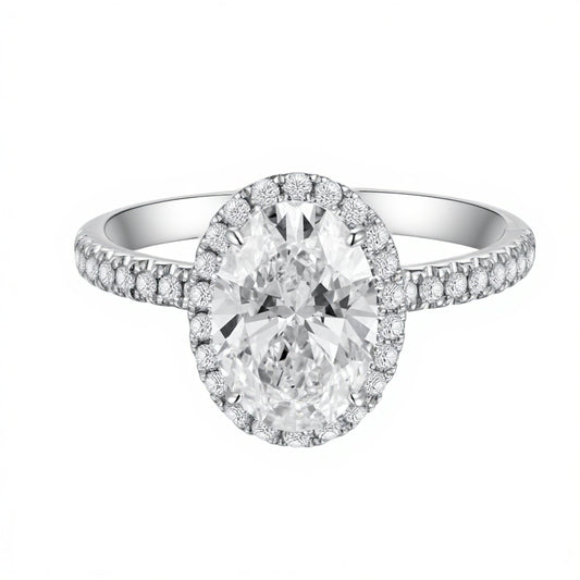 2.03 CT & 0.233 CT & 0.195 CT, Oval Lab-Grown Diamond Side-Stone Engagement Ring, PT950
