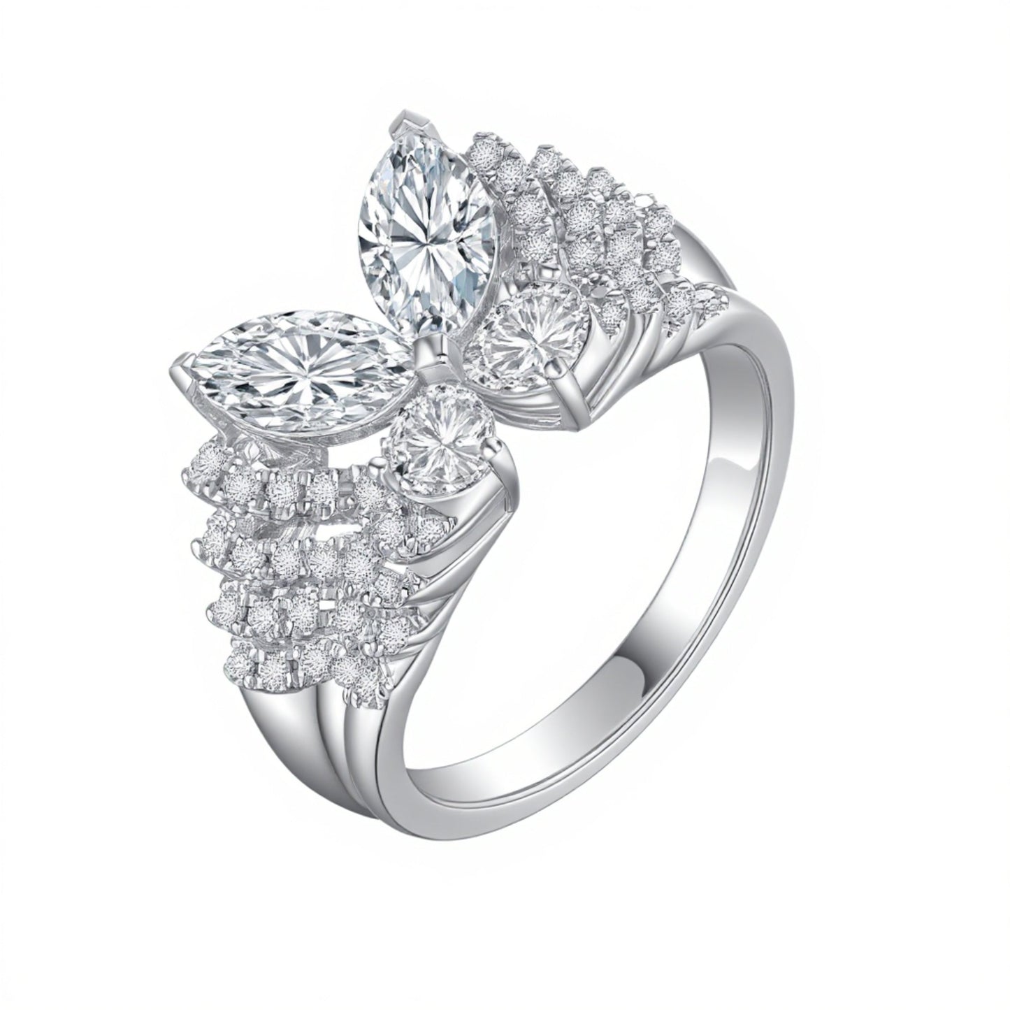 1.78ct Butterfly Lab-Grown Diamond Ring - 14K White Gold - 5.0ct