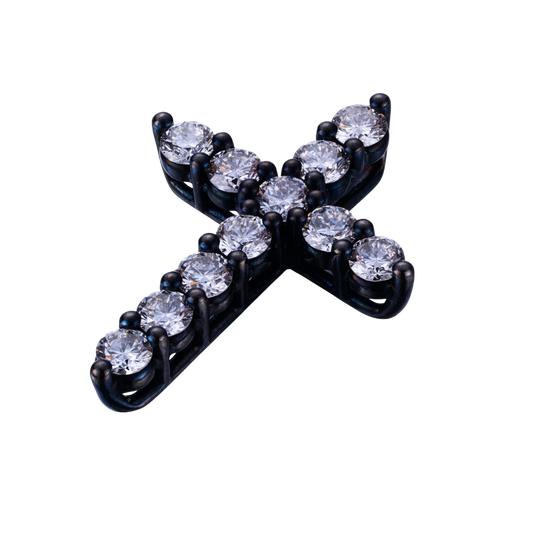 0.96ct cross pendant black gold lab diamond SII