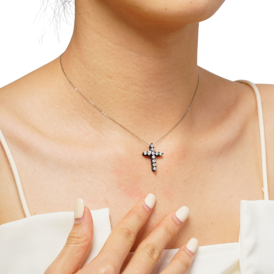 0.96ct Lab Grown Diamond Cross Pendant SII