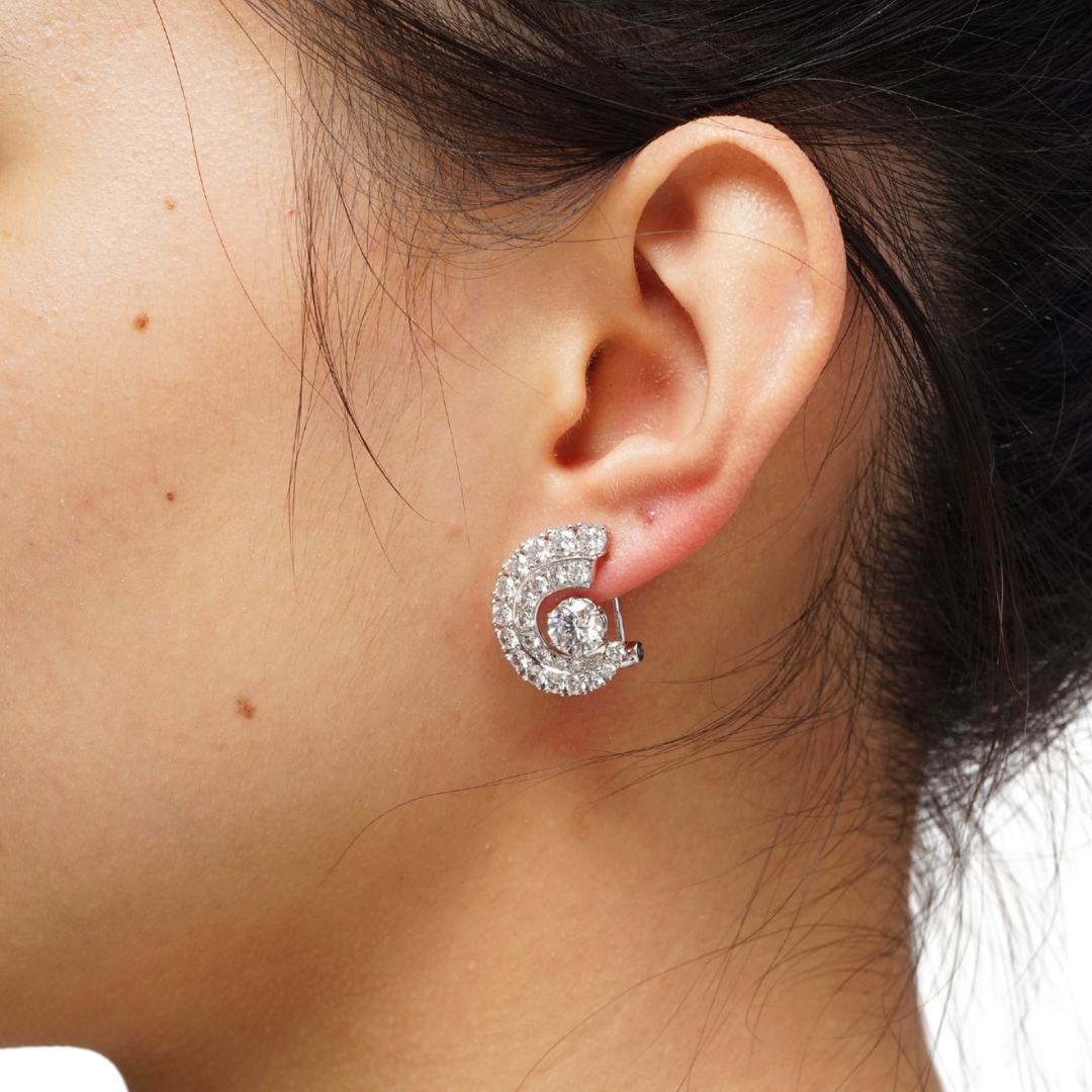 5.2ct Lab Grown Diamond Conch Shell Hoop Earrings L