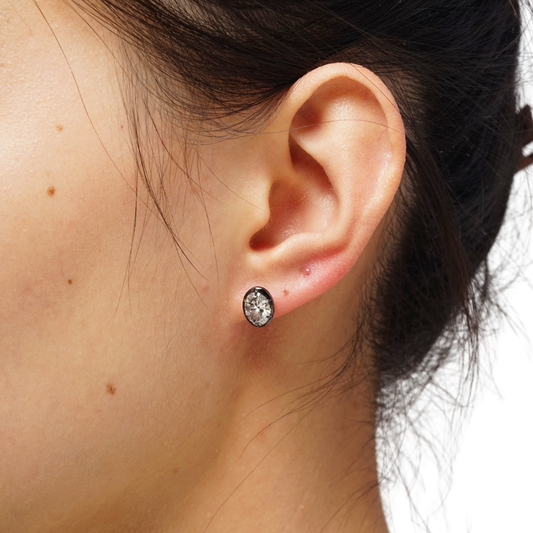 2.03ct Lab Grown Diamond Oval Black Gold Stud Earrings