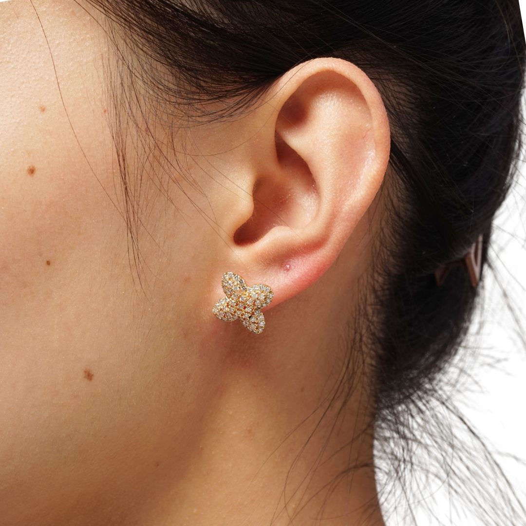 2.15ct Lab Grown Diamond Vintage Four Leaf Clover Earrings L