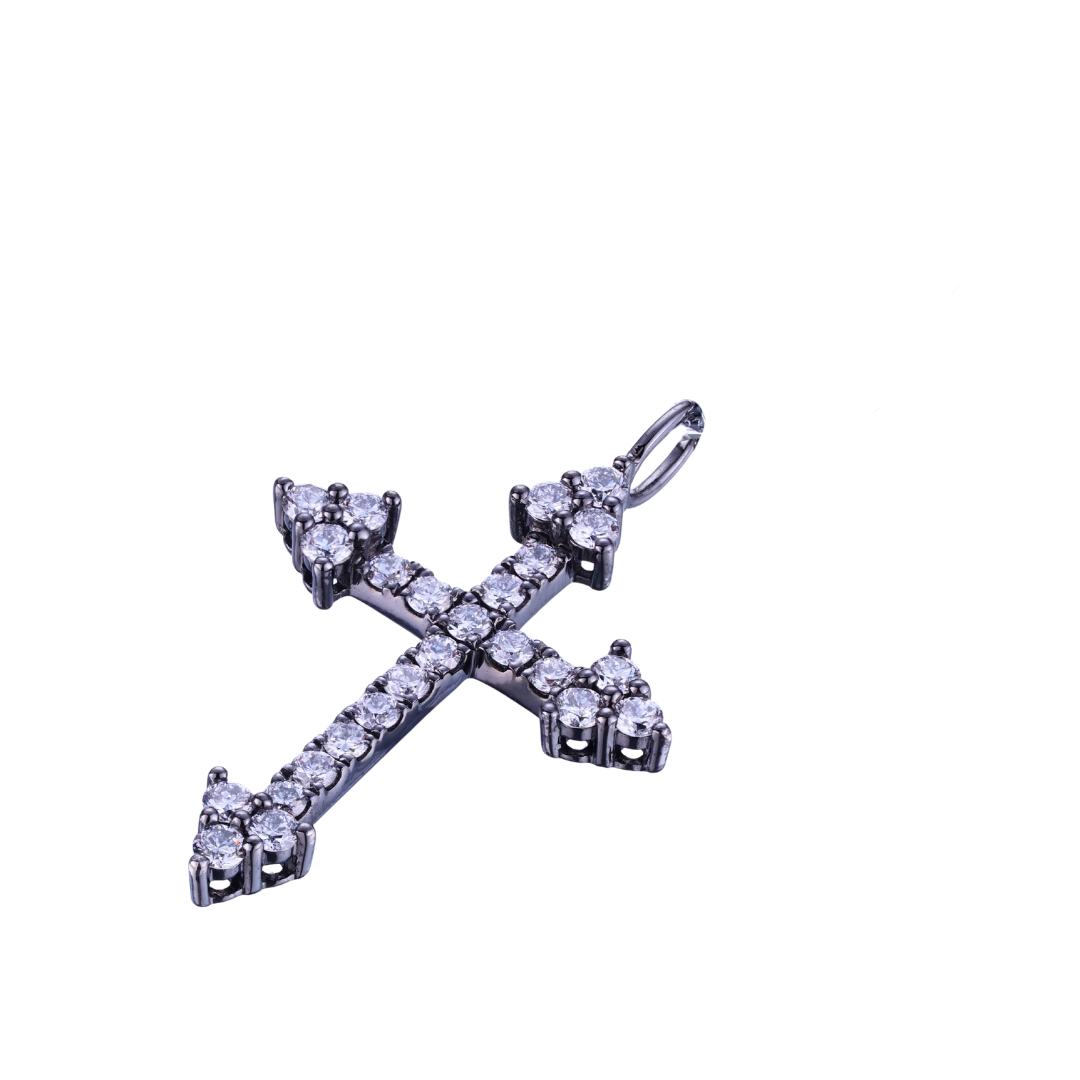 0.43ct cross pendant black gold lab diamond