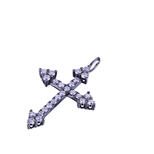 0.43ct cross pendant black gold lab diamond