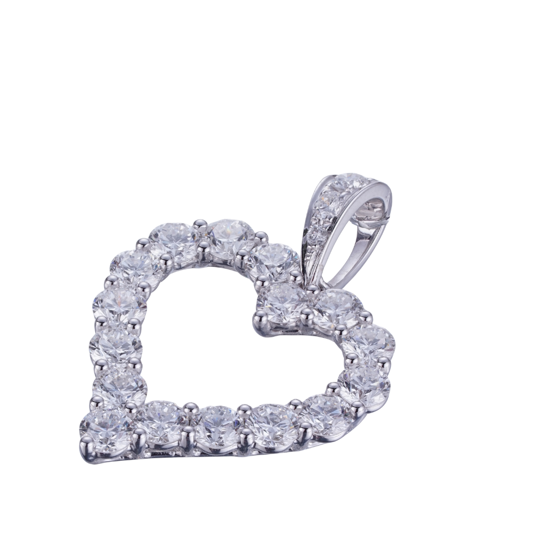 2.69ct heart pendant lab diamond 18K white gold