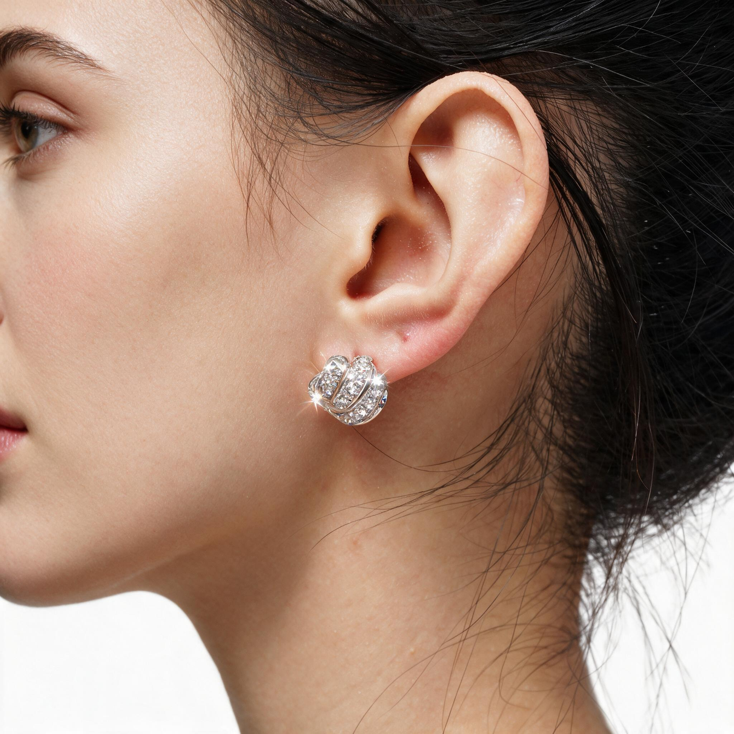 1.02ct Lab Grown Diamond Hydrangea Flower Stud Earrings
