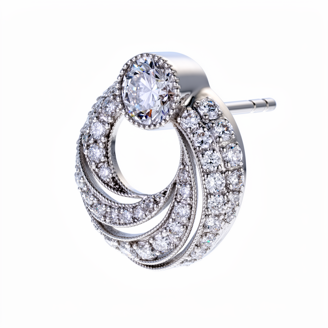 1.48ct Lab Grown Diamond Spiral Stud Earrings