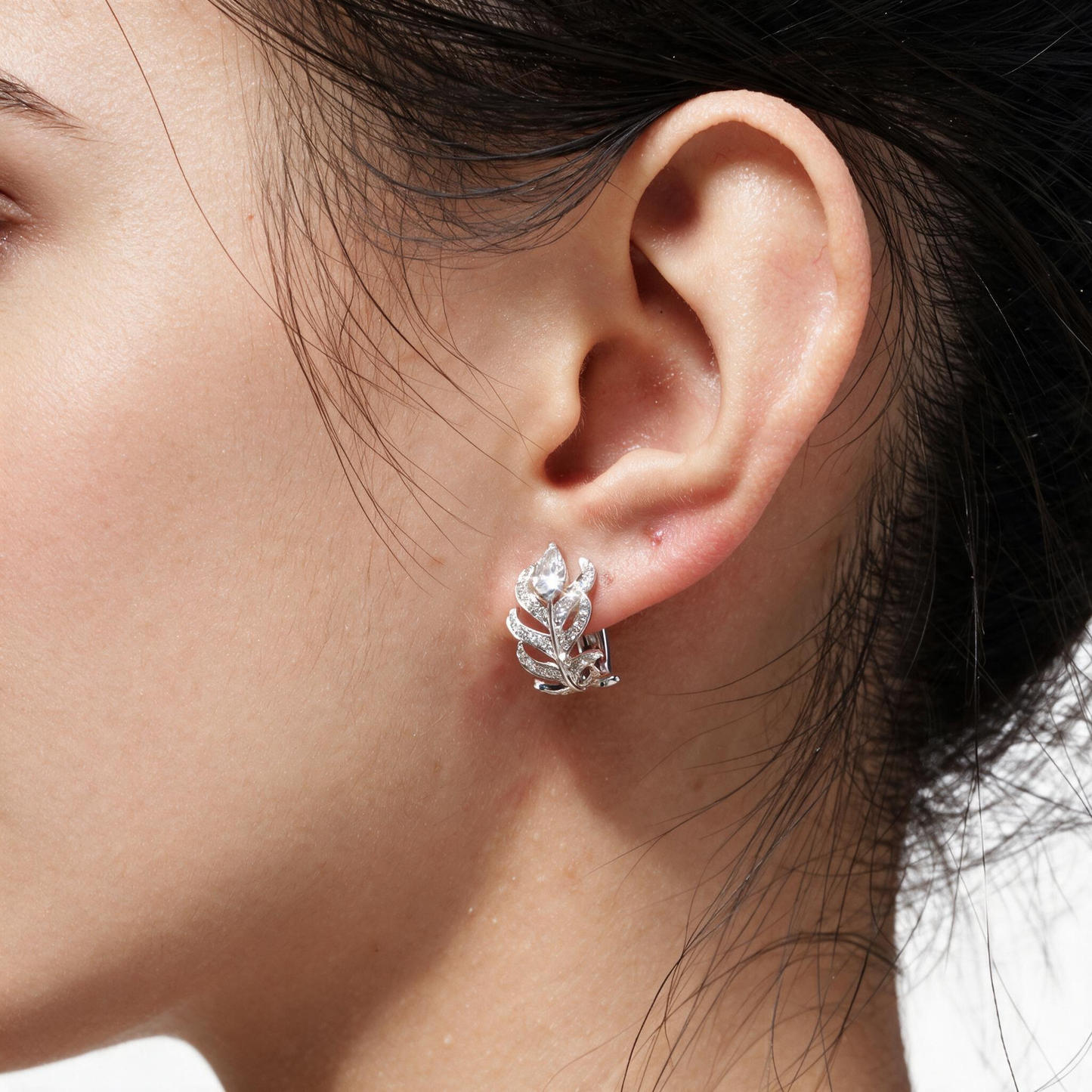 0.84ct Lab Grown Diamond Feather Dangle Earrings