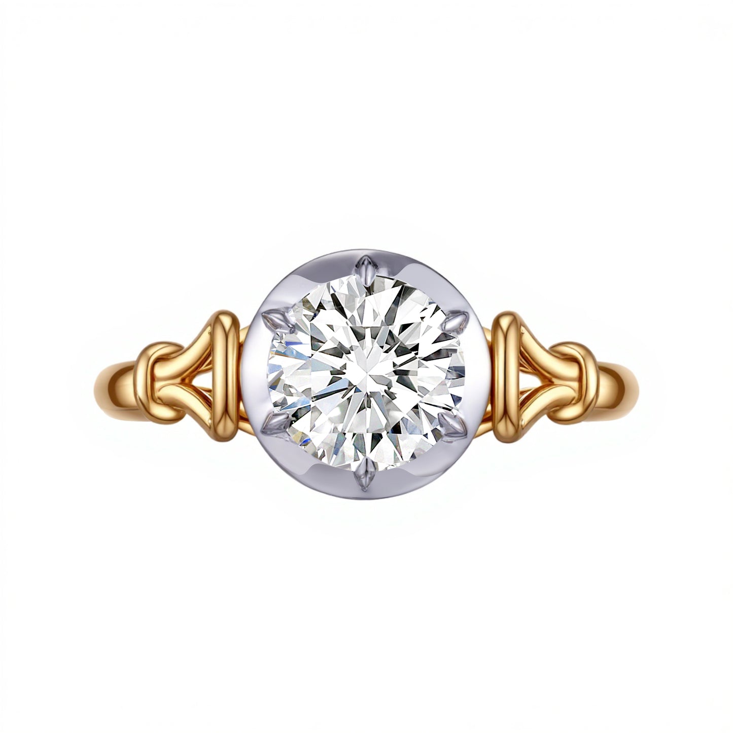 1.084 CT, Round Lab-Grown Diamond Vintage Engagement Ring, 18K Yellow Gold