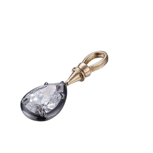 1.06ct teardrop pendant black gold lab diamond