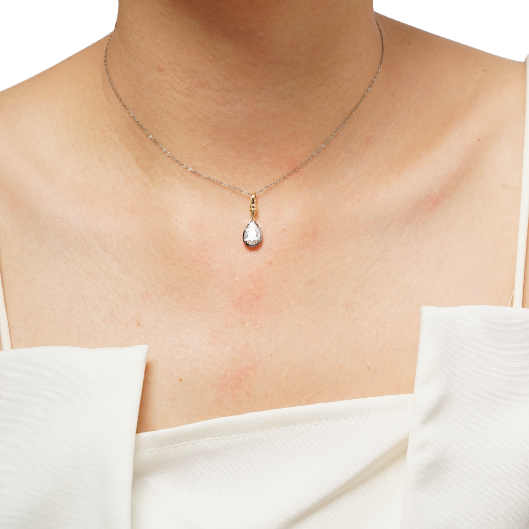 1.06ct Lab Grown Diamond Teardrop Black Gold Pendant