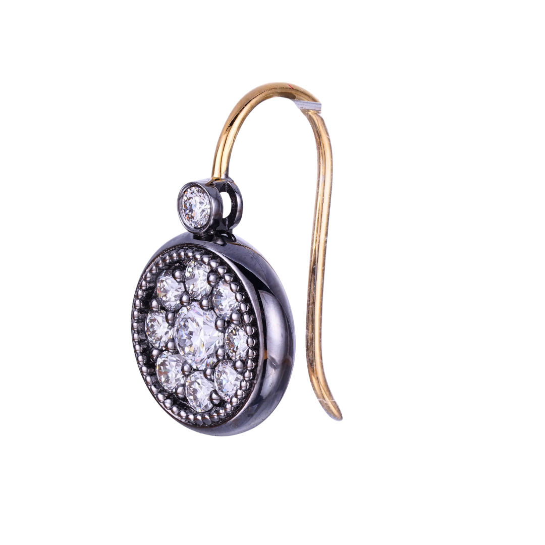 1.0ct roulette drop earrings black gold lab diamond