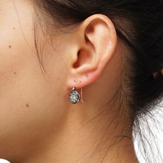 1.0ct Lab Grown Diamond Vintage Roulette Drop Earrings Black