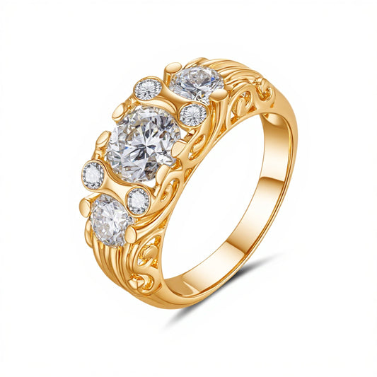 1.07ct Three-Stone Lab-Grown Diamond Ring - 14K White Gold - 5.0ct