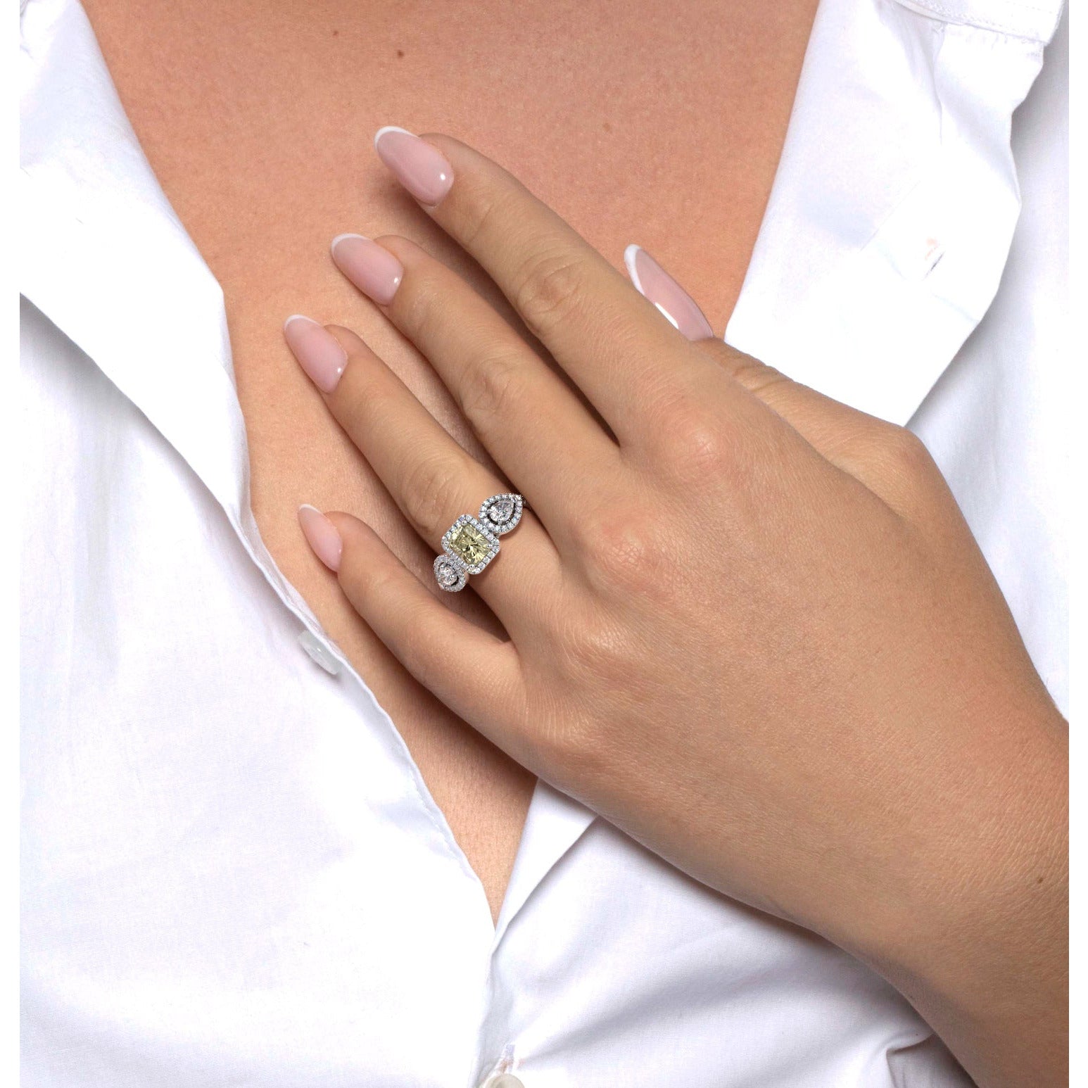 Violet Fantasy Diamond Engagement Ring - 18K White Gold (RTS)