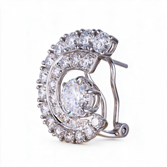 5.2ct Lab Grown Diamond Conch Shell Hoop Earrings L