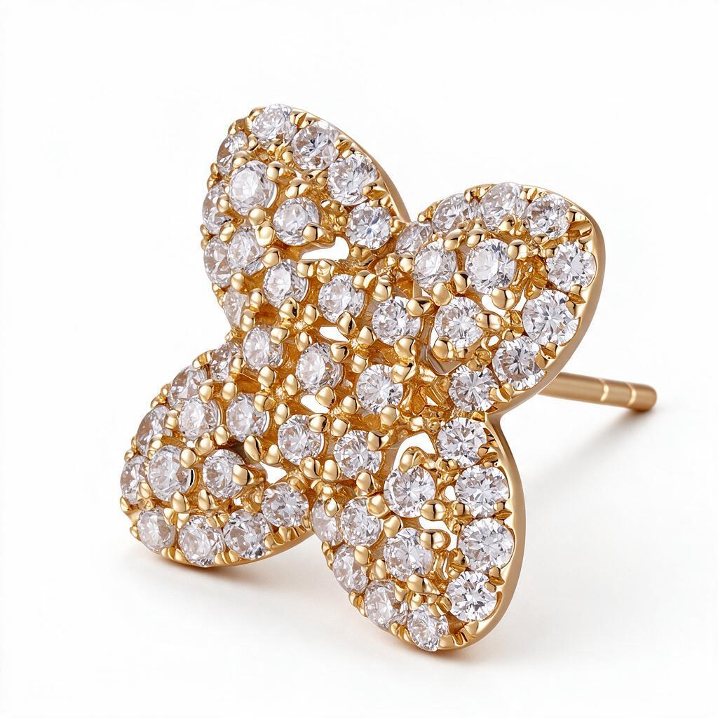 2.15ct Lab Grown Diamond Vintage Four Leaf Clover Earrings L
