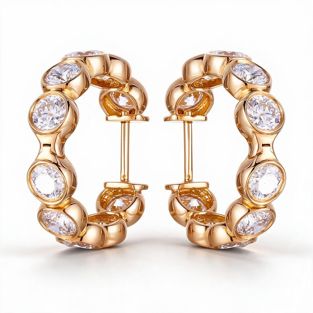 3ct Lab Grown Diamond Bezel Set Hoop Earrings