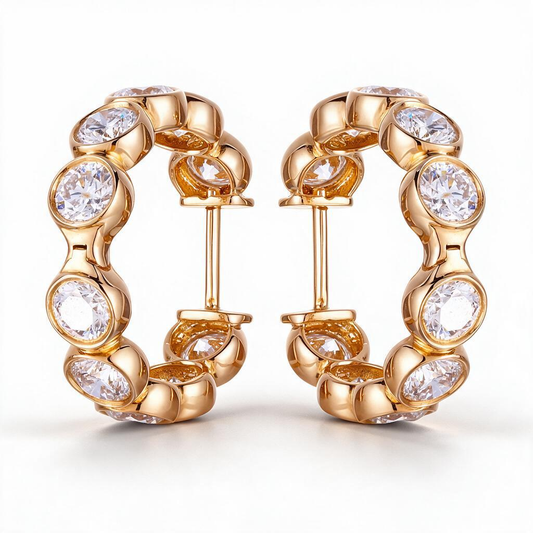3ct Lab Grown Diamond Bezel Set Hoop Earrings