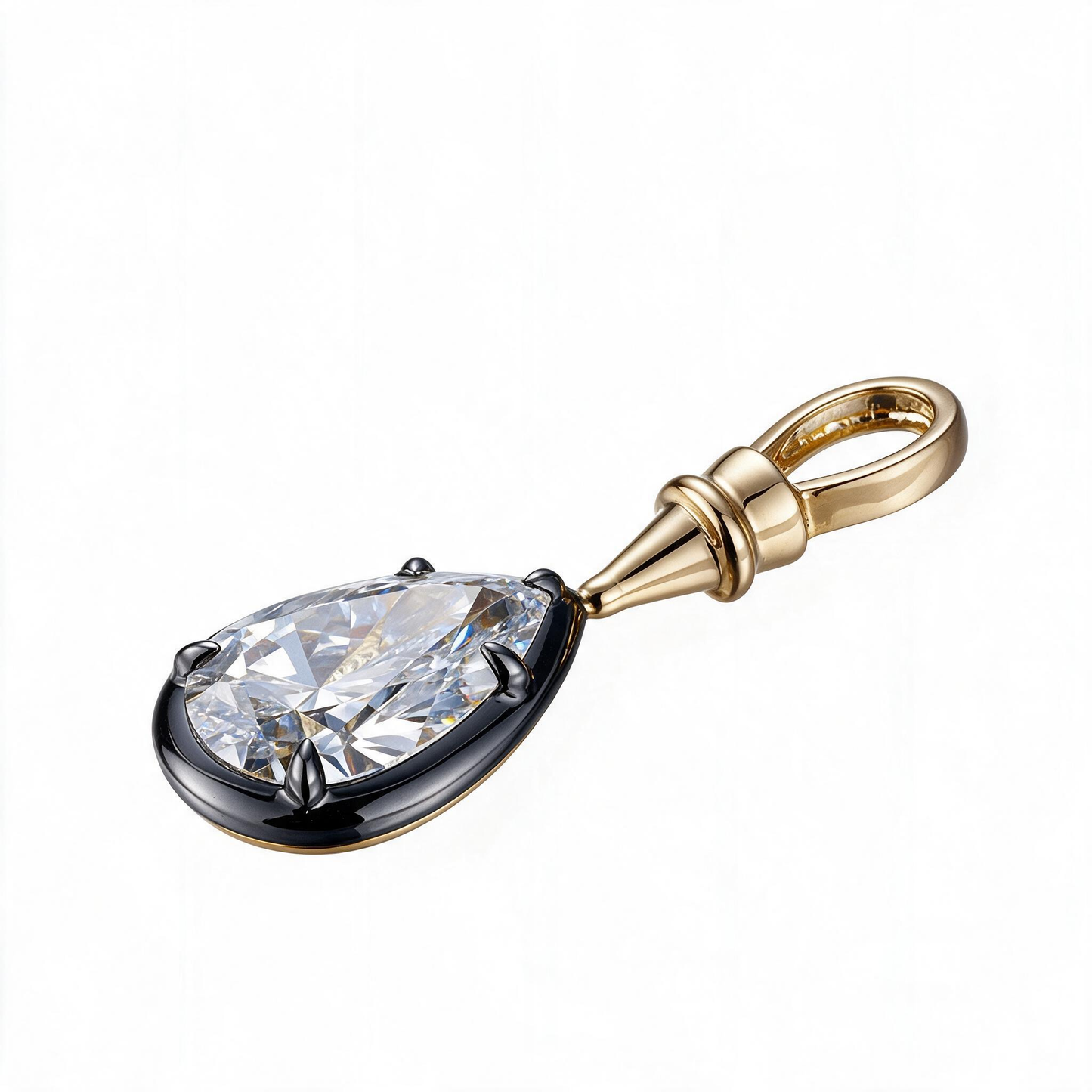 1.06ct Lab Grown Diamond Teardrop Black Gold Pendant