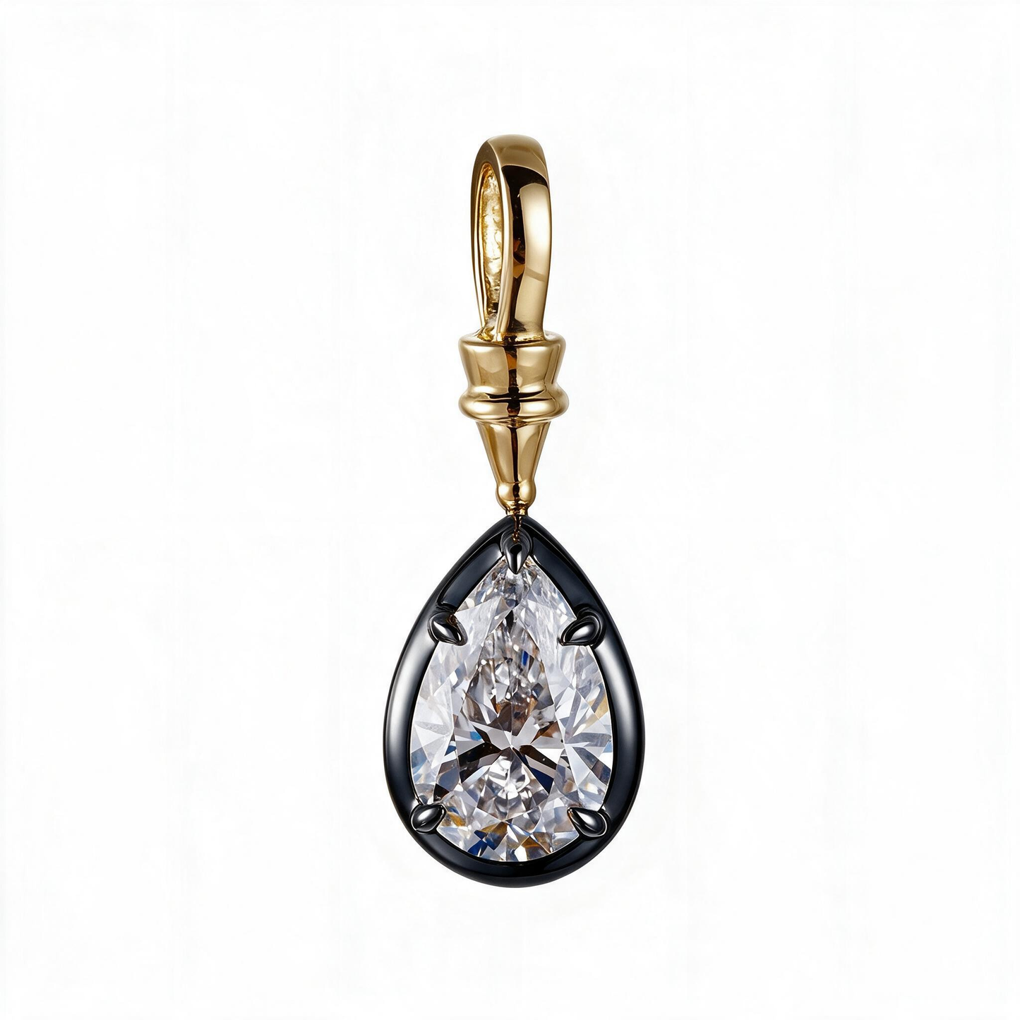 1.06ct Lab Grown Diamond Teardrop Black Gold Pendant