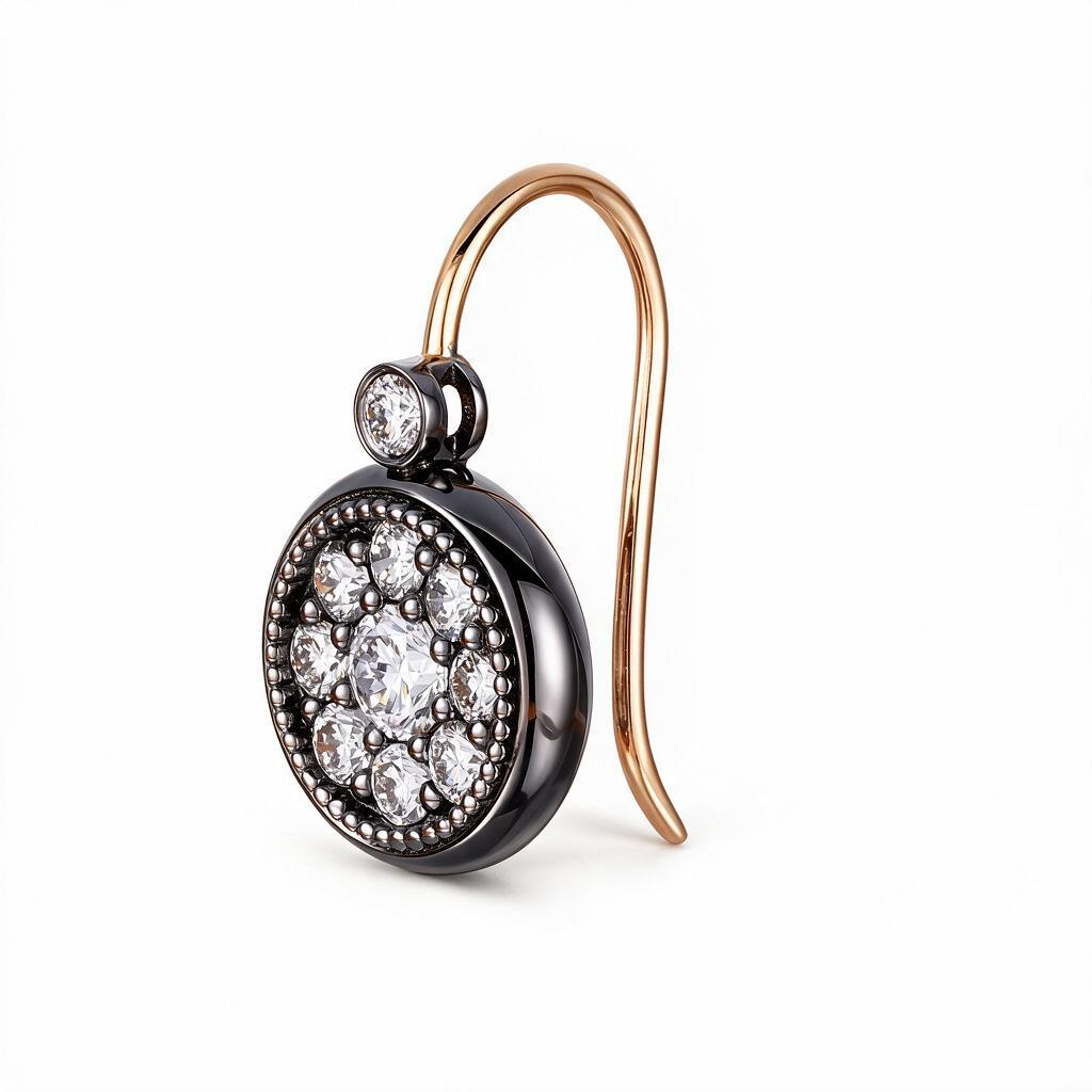 1.0ct Lab Grown Diamond Vintage Roulette Drop Earrings Black