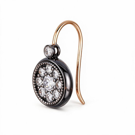 1.0ct Lab Grown Diamond Vintage Roulette Drop Earrings Black