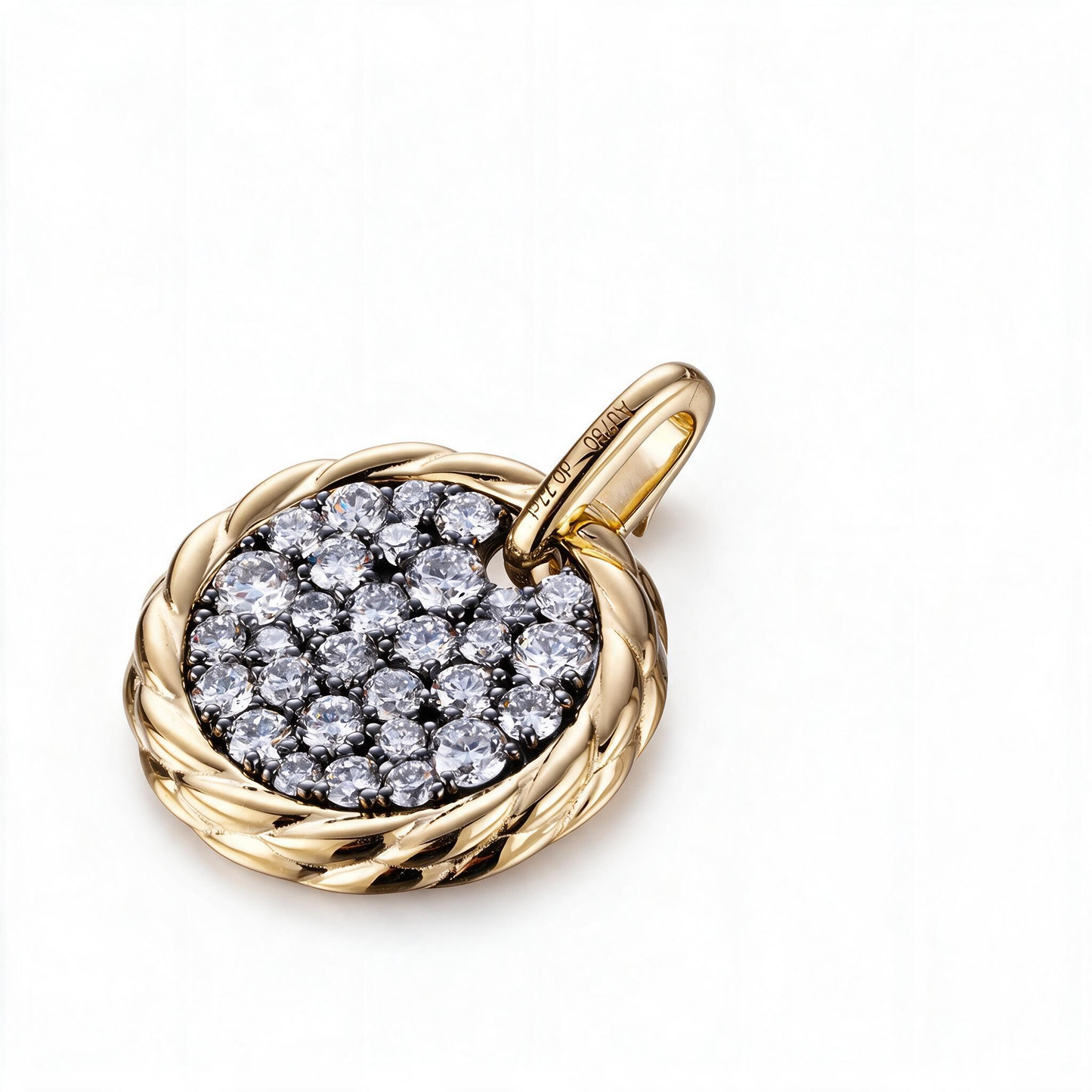 1.53ct Lab Grown Diamond Twisted Round Full Pav¨¦ Pendant